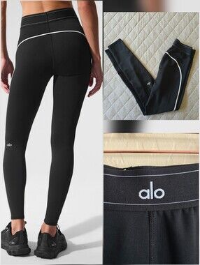 Alo Black and White High-Waist Suit Up Leggings Size Small